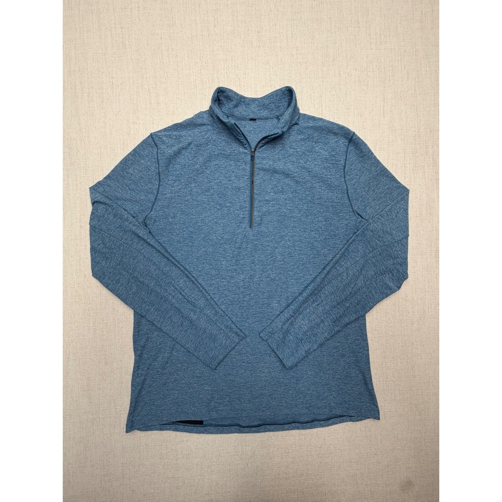 Lululemon Mens Metal Vent Tech 1/2 Zip 2.0 Pullover Blue Heathered Long Sleeve L